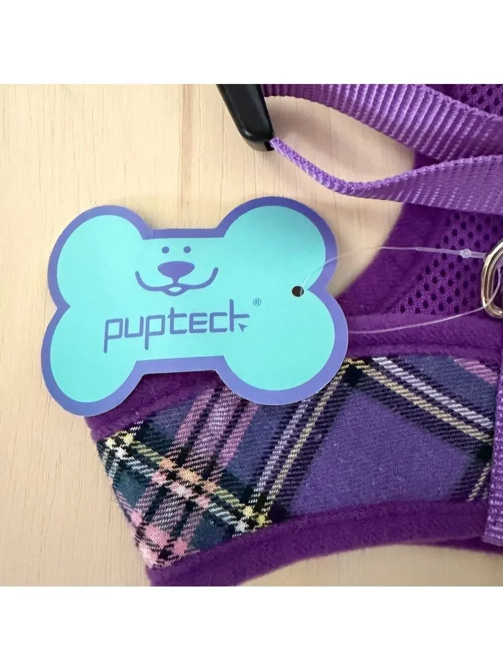NWT Puptech Purple Plaid Pet Harness. Size Medium